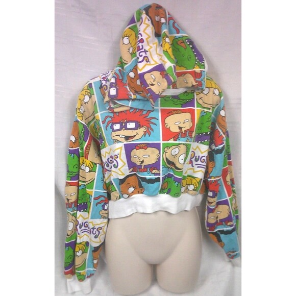Nickelodeon Rugrats Hoodie Sweatshirt Cropped All Over Graphic Women's Large - Picture 3 of 5